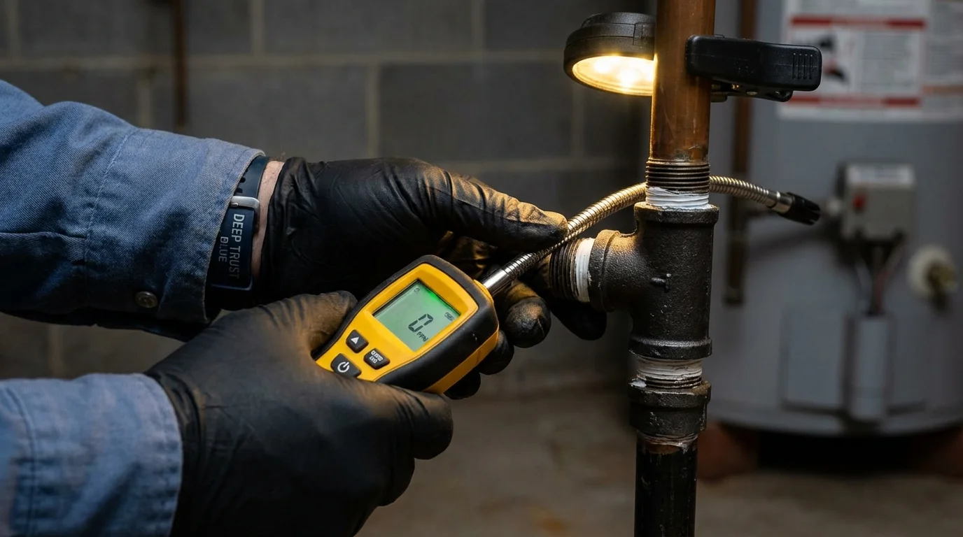 Gas leak detection with electronic sniffer by Johns Plumbing LLC in Old Greenwich